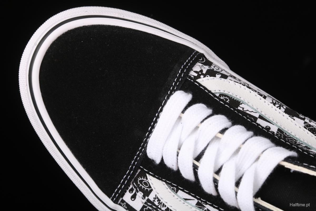 Vans Old Skool Vance black and white graffiti printed low upper canvas board shoes VN000D3HY28