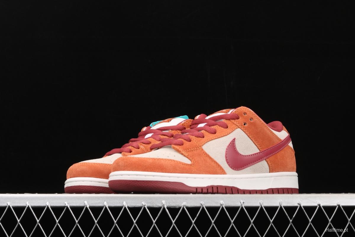 NIKE SB DUNK Low Pro brown-red color matching low-top casual board shoes BQ6817-202