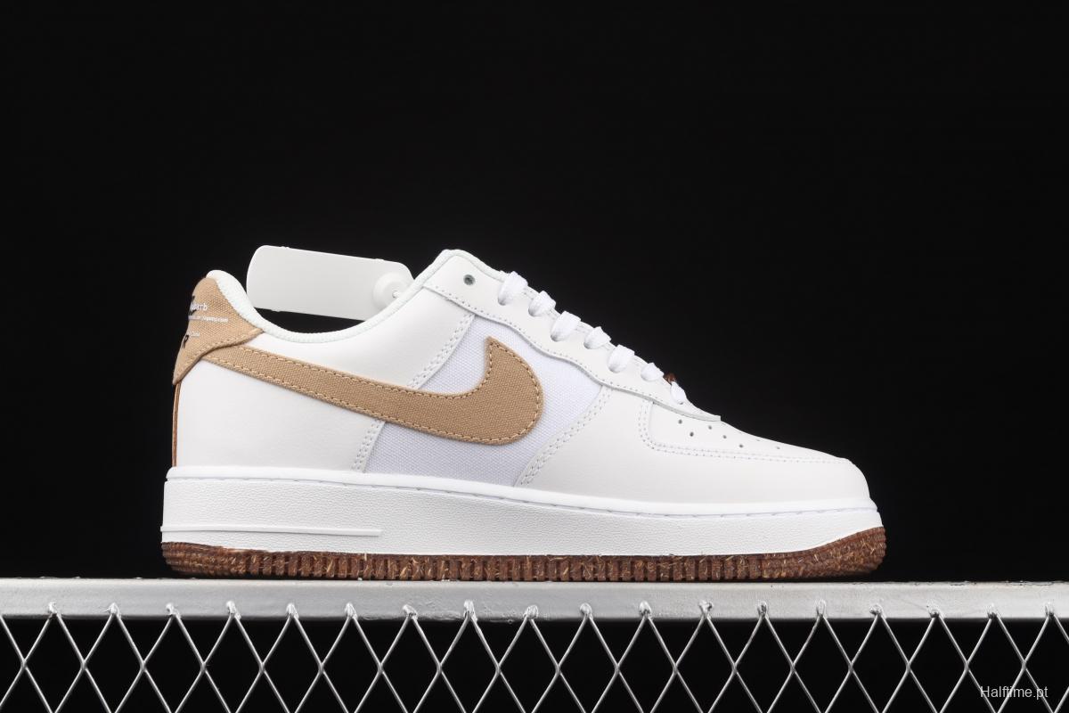 NIKE Air Force 1x07 sail leather spliced low-top casual board shoes CZ0338-101