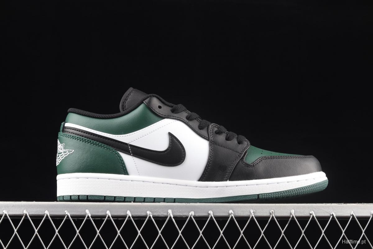 Air Jordan 1 Low black, white and green low-top cultural basketball shoes 553558-371