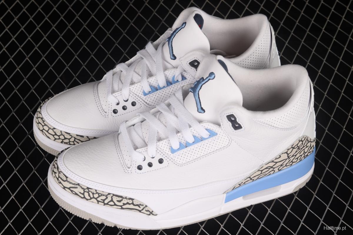 Air Jordan 3 UNC AJ3 Joe 3 North Carolina blue white burst blue crack in the basketball shoes CT8532-104