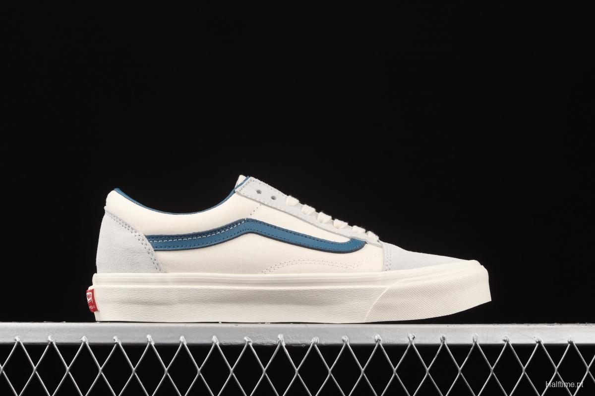 Vans Old Skool Lx white suede inner blue leather spliced canvas retro casual shoes VN0A38G1QKK