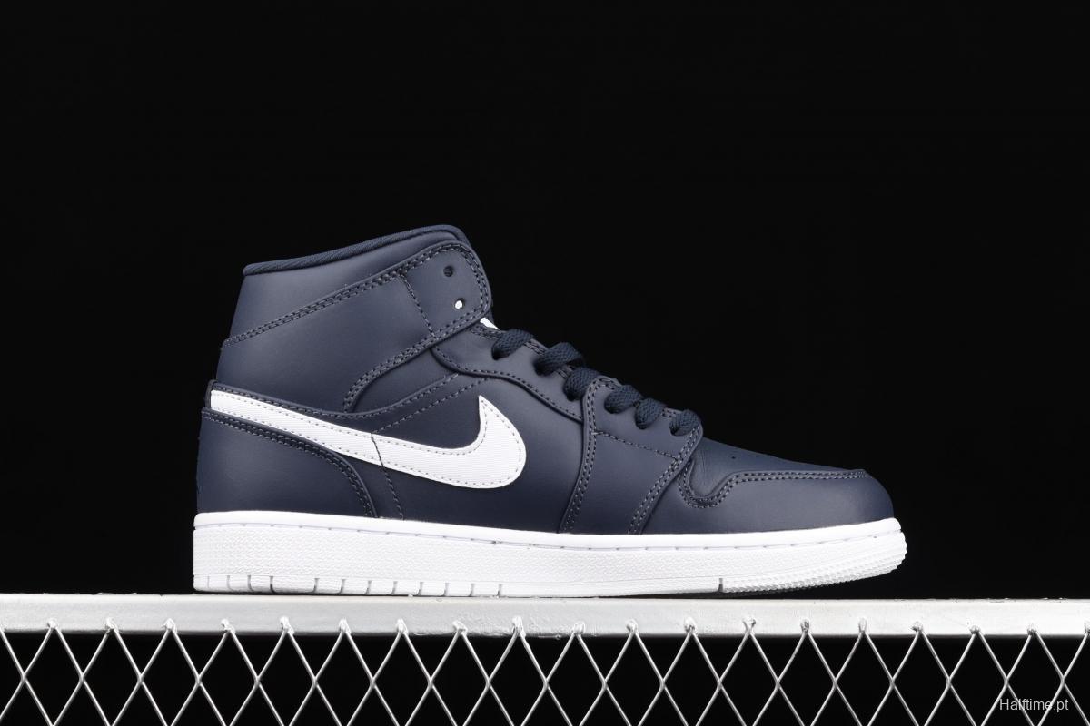 Air Jordan 1 Mid SE dark blue Zhongbang basketball shoes 554724-402