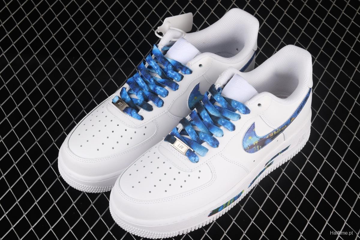 NIKE Air Force 1x 07 Lx graffiti white and blue low upper shoes 314192-117