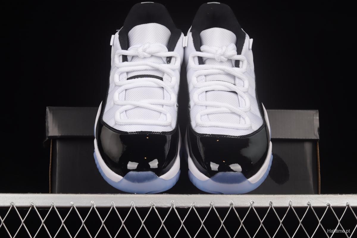 Air Jordan 11 Low Concord 1 Kang buckle white and black real standard real carbon low-top basketball shoes 528895-153