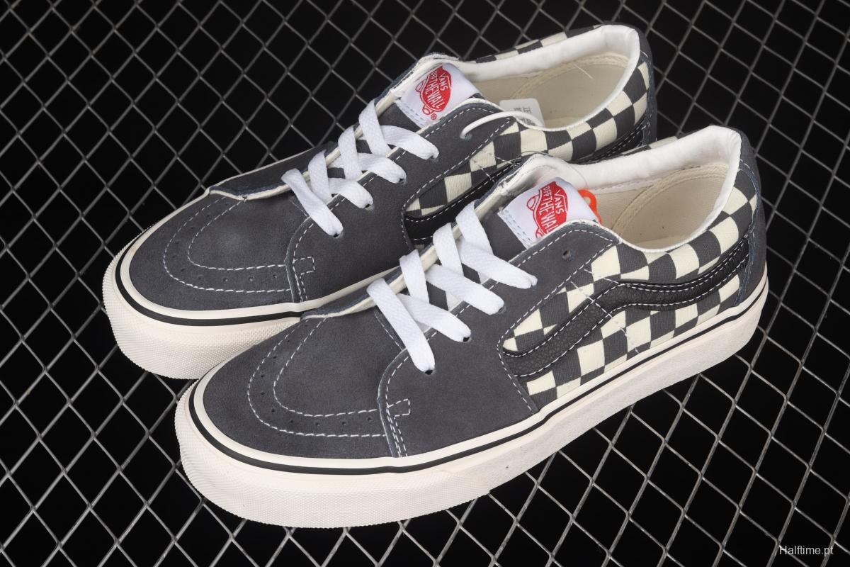 Vans Suede Sk8-Low grey rice and white checkerboard check low-top casual board shoes VN0A4UUK2V4