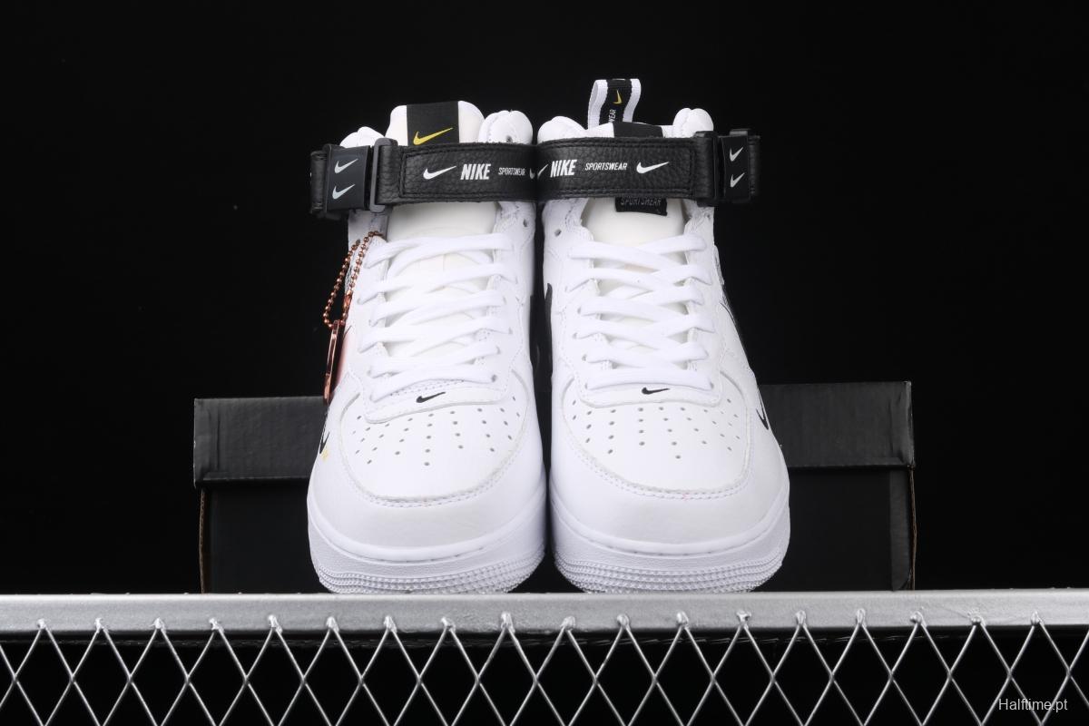 NIKE Air Force 1 Mid'07 Lv8 white and black simple edition OW letter casual board shoes 804609-103