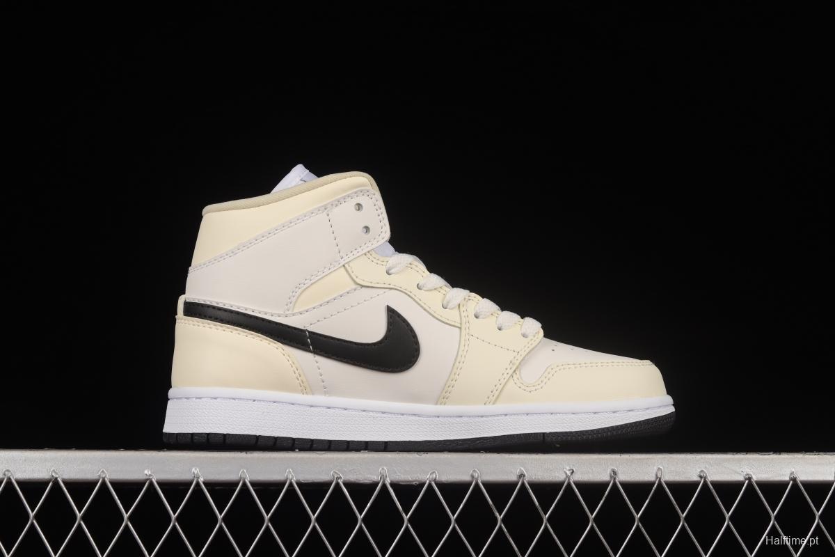 Air Jordan 1 Mid milk white coconut milk Zhongbang basketball shoes BQ6472-121