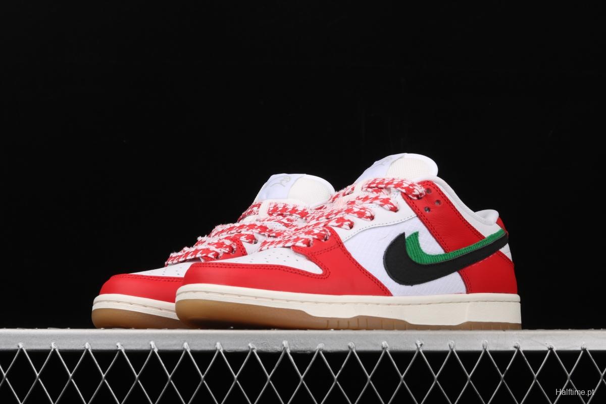 Frame Skate x NIKE SB DUNK Low Habibi white and red double hook dunk series retro low side leisure sports skateboard shoes CT2550-600