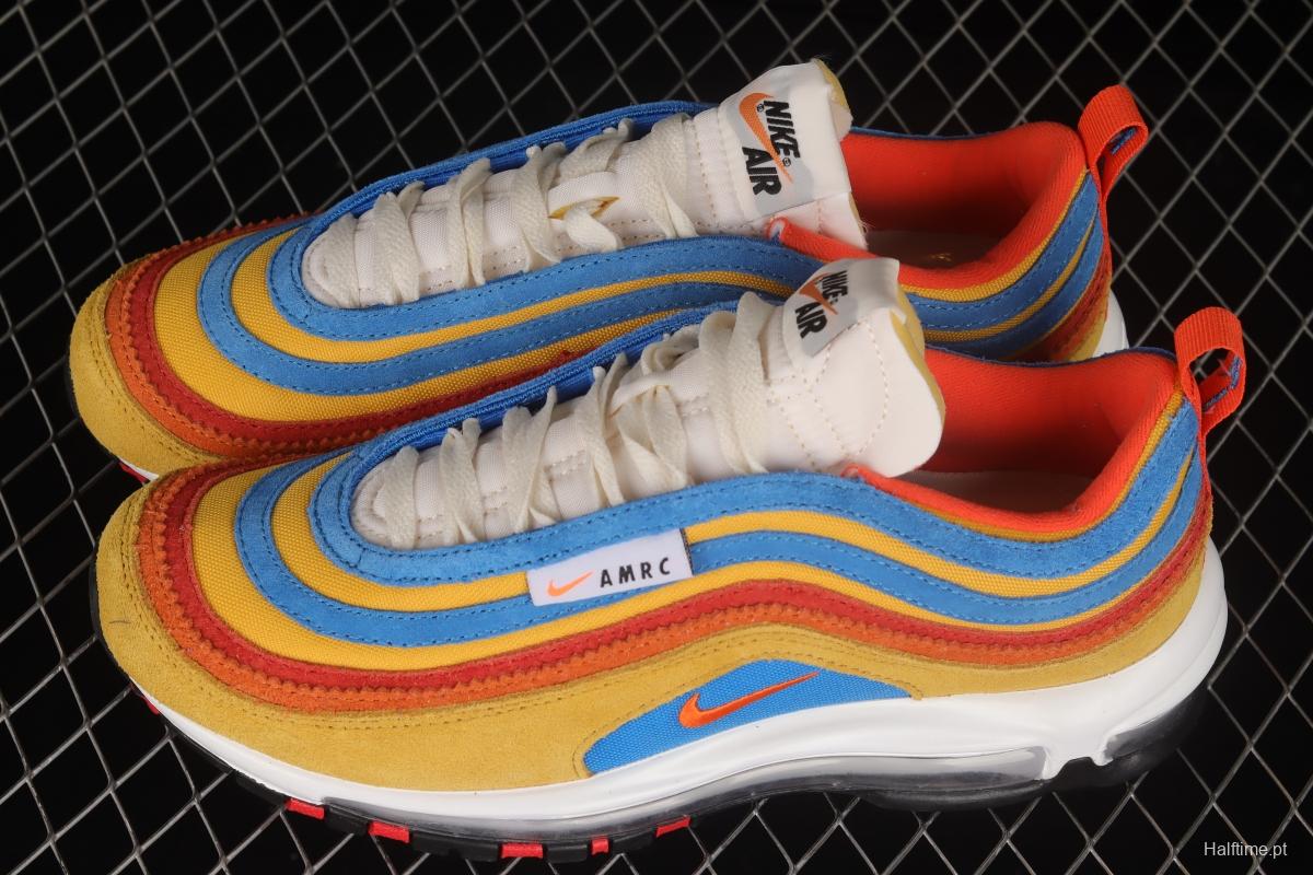 NIKE Air Max 97 SE yellow, blue and red color combination bullet air cushion sports running shoes DH1085-700