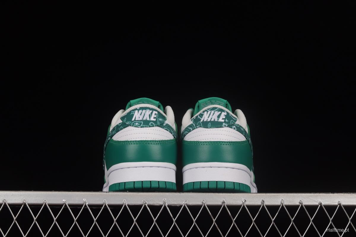 NIKE DUNK Low Green Paisley Cashew Flower White Green SB Buckle Shredded Backboard Fashion Casual Sneakers DH4401-102