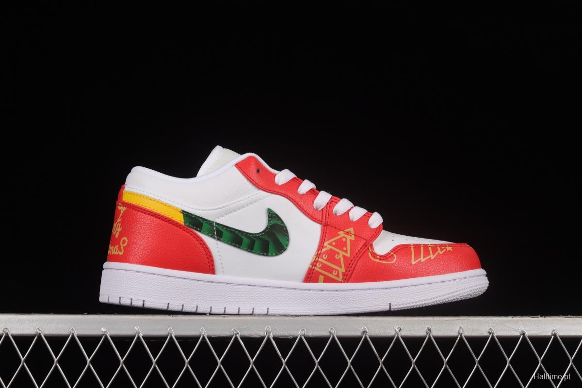 Air Jordan 1 Low Christmas Theme Custom Edition Sports Culture Basketball Shoes 553558-130