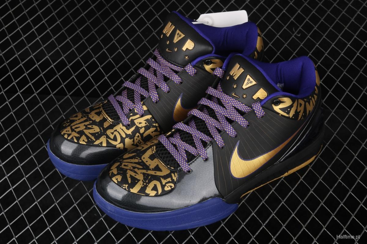 NIKE Zoom Kobe 4 Protro Kobe Bryant four generations of collection grade reengraved black gold MVP low-top men's basketball shoes 354187-001