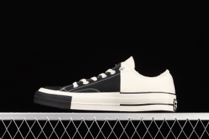 Converse Restructured Chuck 1970 White spliced black and white vulcanized low-top leisure sports shoes 168624C