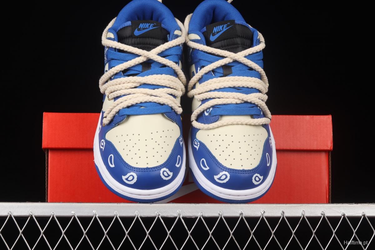 NIKE DUNK Low Retro beige lightning blue retro cashew flower deconstruction shoelace SB buckle shredded backboard fashion leisure board shoes DD1391-001