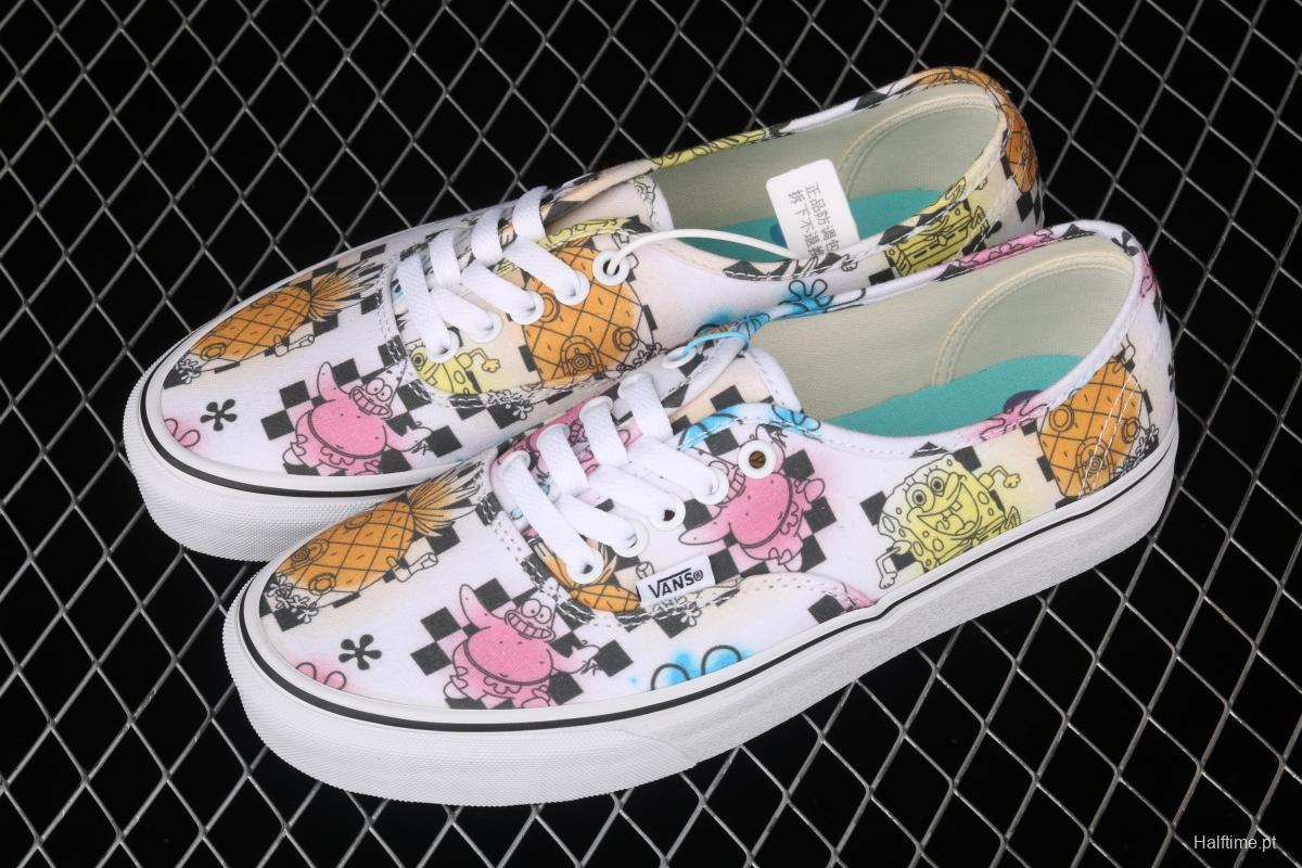 SpongeBob x Vans Authentic color printing cartoon limited edition low-top casual board shoes VN0ASHZSZAS