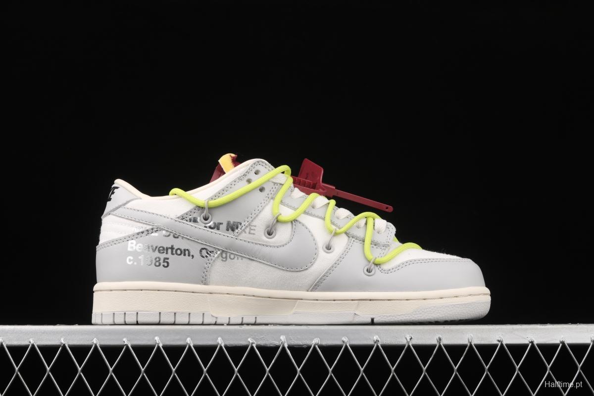 OFF-White x NIKE DUNK Low 04 of 50 OW white gray leisure sports skateboard shoes DM1602-106