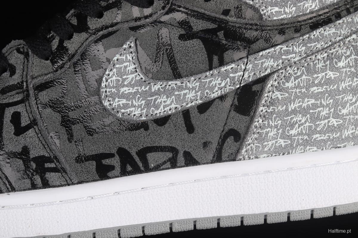 Air Jordan 1 High OG Rebellionaire black gray prohibited to wear Rebel high-top basketball shoes 555088-036