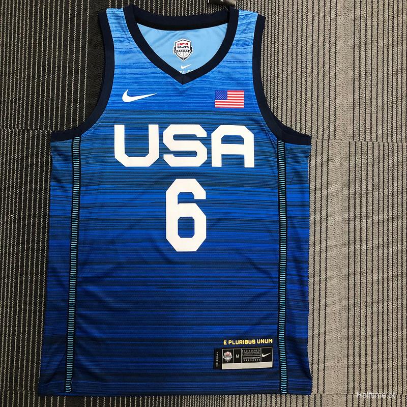 Thai Version Men s Damian Lillard Navy USA Basketball Player Jersey Halftime