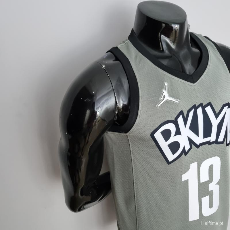 75th Anniversary Harden #13 Brooklyn Nets City Edition Gray NBA Jersey