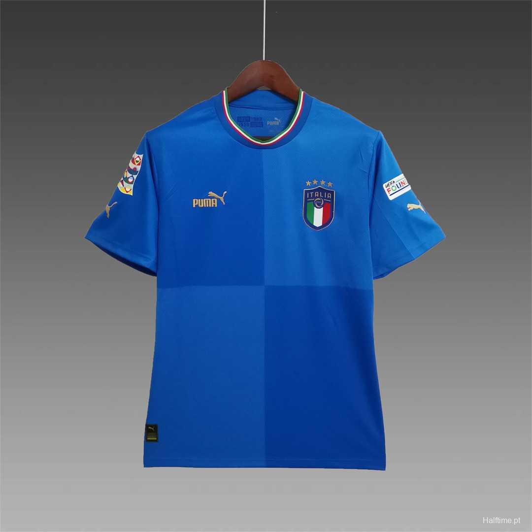 2022 Italy Home Soccer Jersey With Nations League Patch