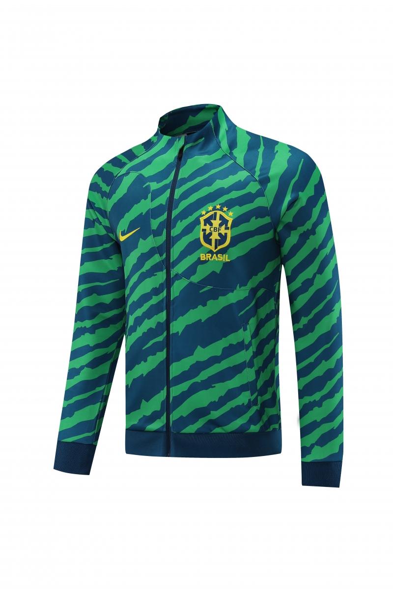 2022 Brazil Green Full Zipper Tracksuit