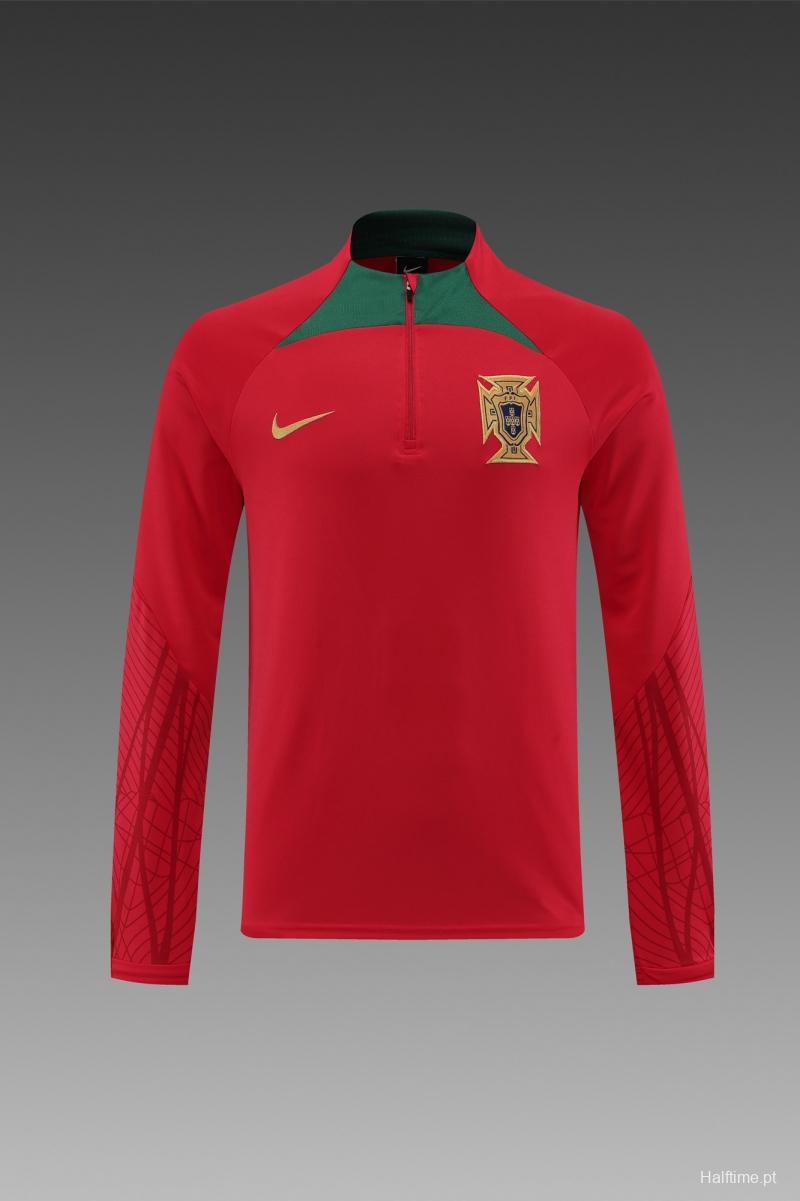 2022 Portugal Red Half Zipper Tracksuit