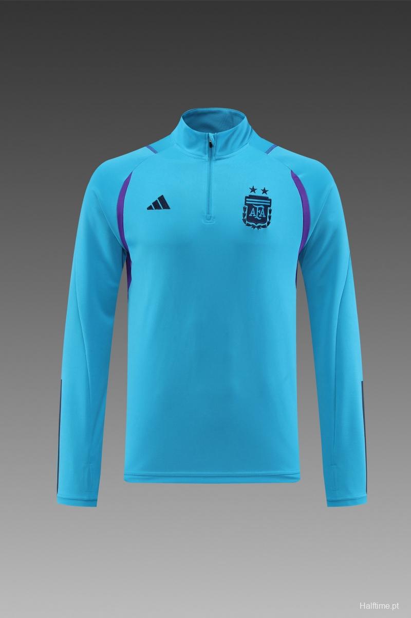 2022 Argentina Blue Half Zipper Tracksuit