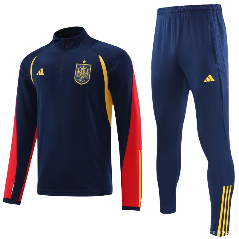 2022 Spain Navy Half Zipper Tracksuit