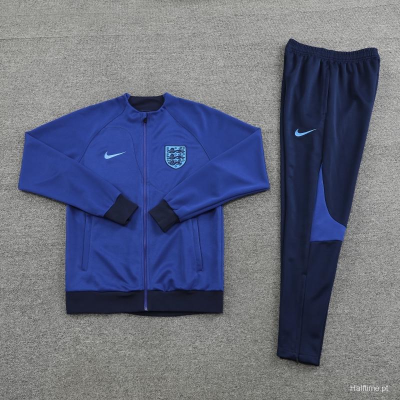 2022 England Blue Full Zipper Tracksuit