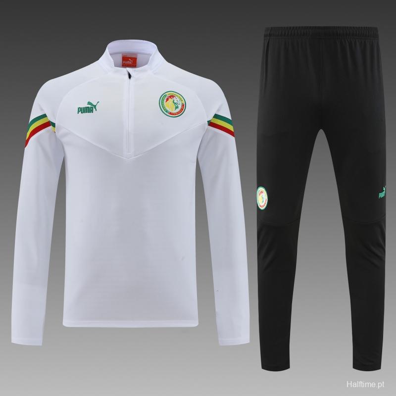 2022 Senegal White Half Zipper Tracksuit