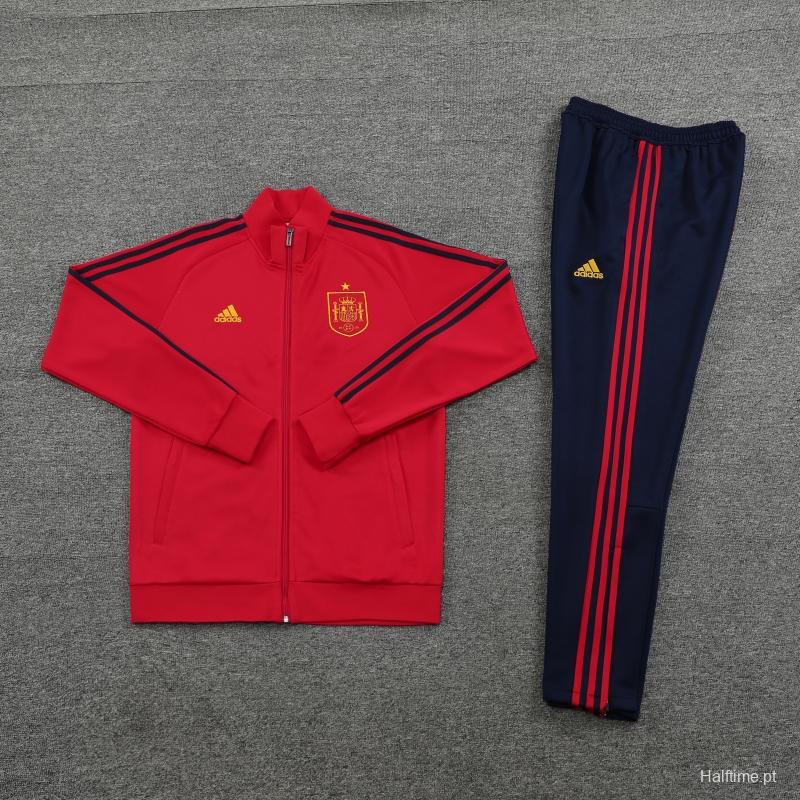 2022 Spain Red Full Zipper Tracksuit