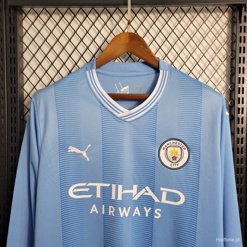 23-24 Manchester City Home Long Sleeve Jersey