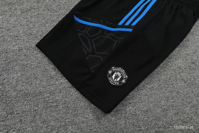 23-24 Manchester United Black Pattern Short Sleeve+Shorts