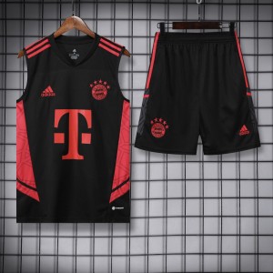 23-24 Bayern Munich Black Red Vest Jersey+Shorts