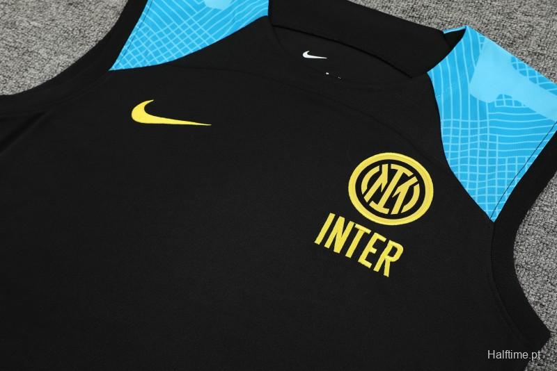 23-24 Inter Milan Black/Blue Vest Jersey+Shorts