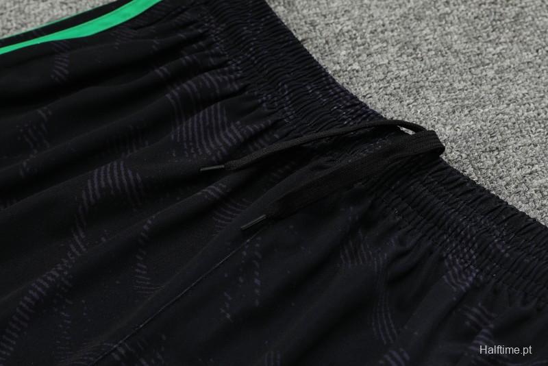 23-24 Real Madrid Black Green Pattern Vest Jersey+Shorts