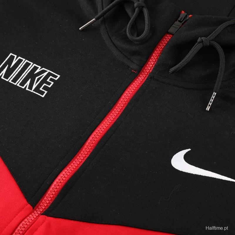 23/24 NIKE Black/Red Full Zipper Hooide Jacket+Pants