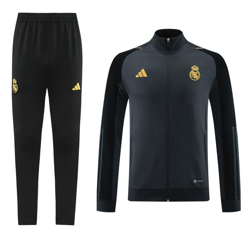 23/24 Real Madrid Grey/Black Full Zipper Jacket+Pants