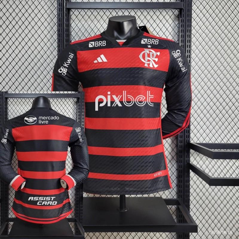 Player Version 24/25 Flamengo Home Long Sleeve Jersey+ All Sponsored