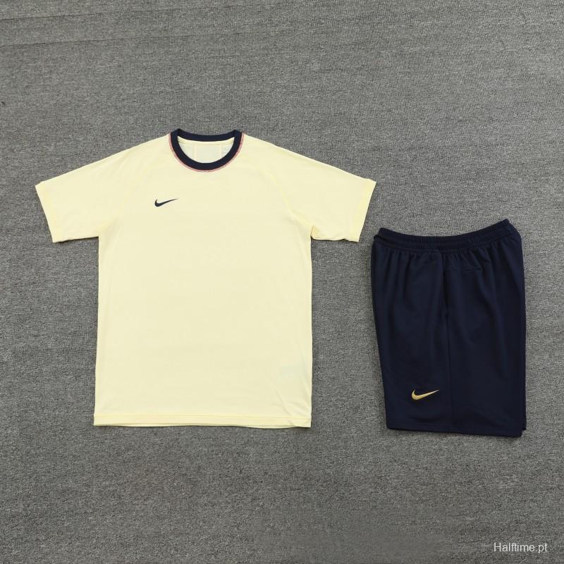 2024 Nike Beige Cotton Short Sleeve Jersey+Shorts