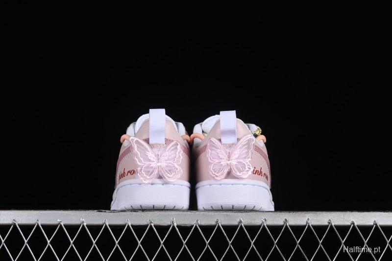 Nike Court Borough Low-Top Slip-Resistant Skate Shoes with Custom Rose Pink Hand-Painted Design - DQ5979-100