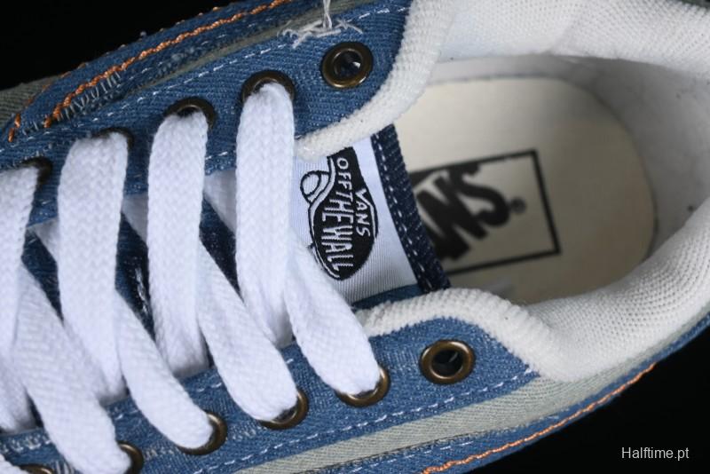 Vans Classics Knu Skool Washed Denim Distressed Vintage Chunky Tongue Skate Shoes - VN0009QCBLK