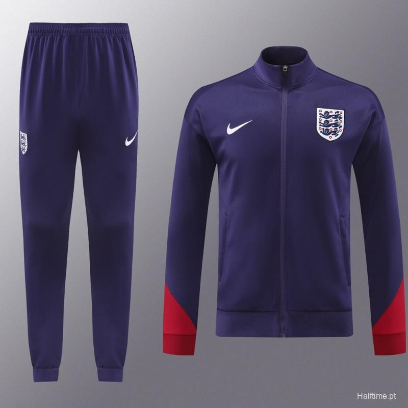 2024 England Navy Full Zipper Jacket +Long Pants