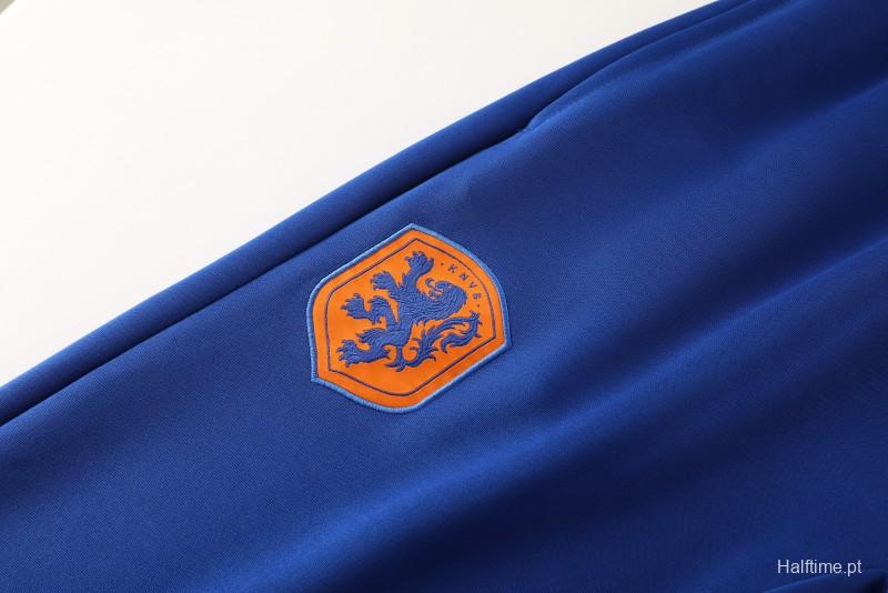 2024 Netherlands Blue Full Zipper Jacket +Long Pants