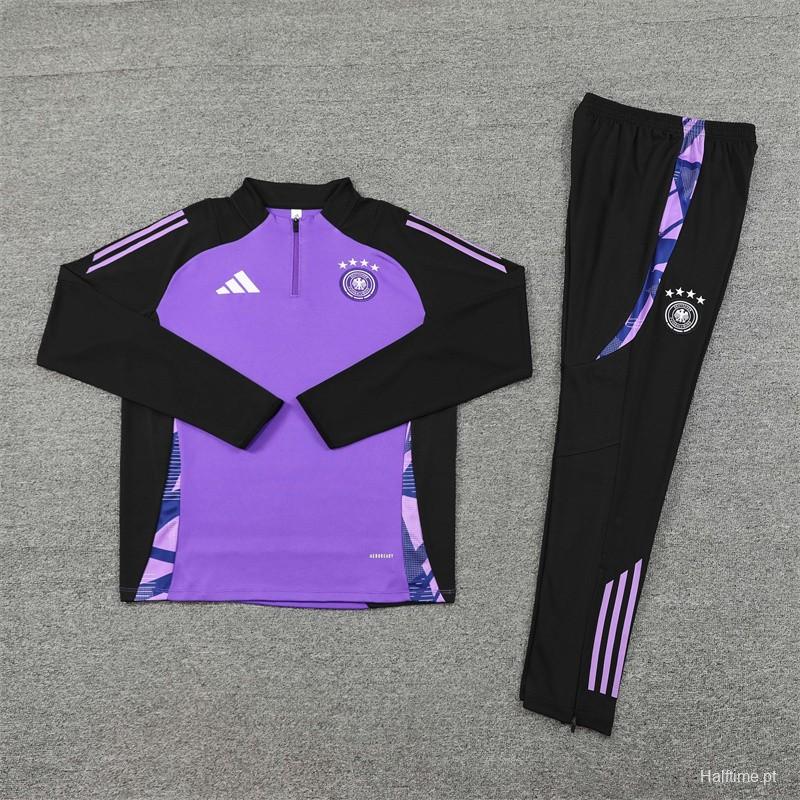 2024 Germany Purple Half Zipper Jacket+Long Pants