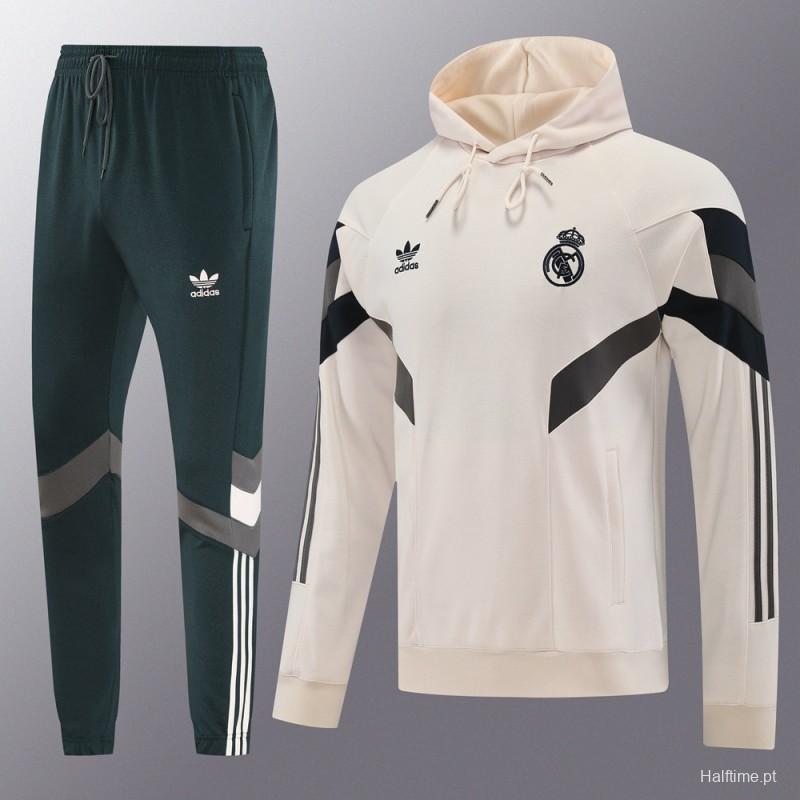 24/25 Real Madrid Light Yellow Hoodie Jacket +Long Pants