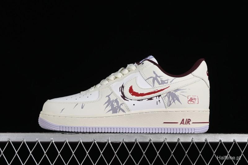 Nike Air Force 1'07 Low "MUD" Casual Sneakers with Bamboo Forest and Wandering Swordsman Print - XC2351-110