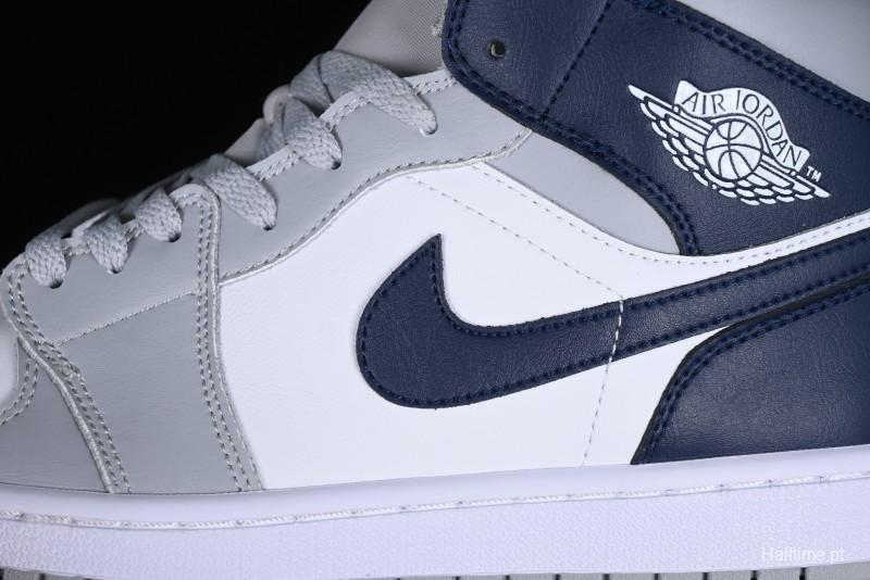Nike Air Jordan 1 Mid AJ1 Basketball Shoes in Grey Blue - DQ8426-104