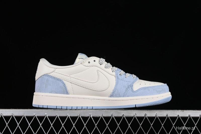 Nike Travis Scott x Fragment Design x Jordan Air Jordan 1 Low OG SP AJ1 LV Peacock Blue Low-top Casual Sneakers - LJ5188-003